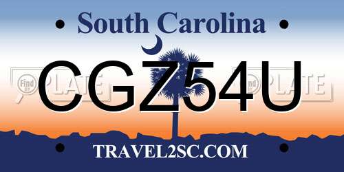 CGZ54U South Carolina License Plate