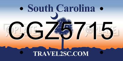 CGZ5715 South Carolina License Plate