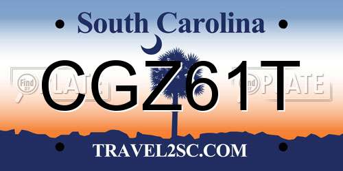 CGZ61T South Carolina License Plate