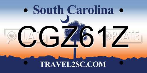 CGZ61Z South Carolina License Plate