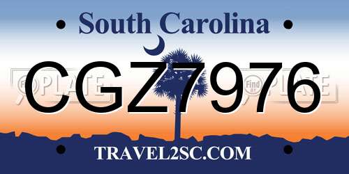 CGZ7976 South Carolina License Plate