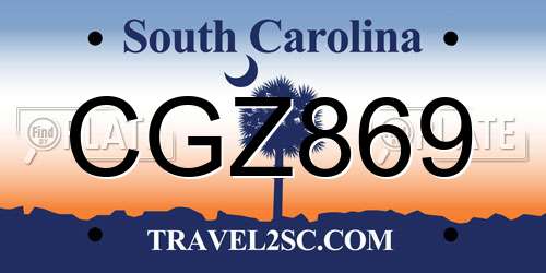 CGZ869 South Carolina License Plate