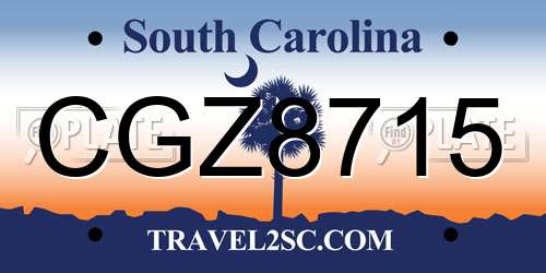 CGZ8715 South Carolina License Plate
