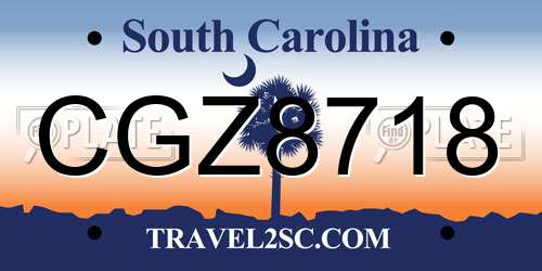 CGZ8718 South Carolina License Plate