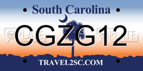 CGZG12 South Carolina License Plate