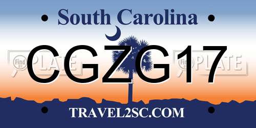 CGZG17 South Carolina License Plate