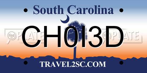 CH0I3D South Carolina License Plate