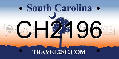 CH2196 South Carolina License Plate