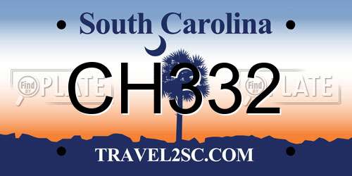 CH332 South Carolina License Plate