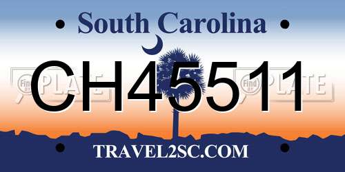 CH45511 South Carolina License Plate