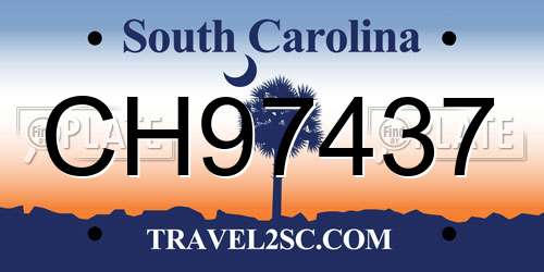 CH97437 South Carolina License Plate