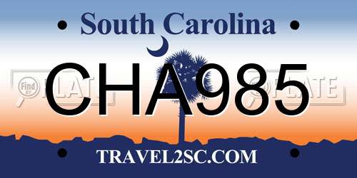 CHA985 South Carolina License Plate