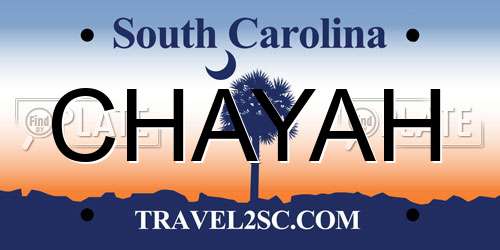 CHAYAH South Carolina License Plate
