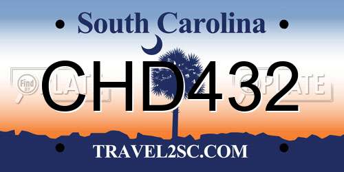 CHD432 South Carolina License Plate
