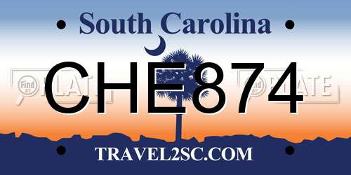 CHE874 South Carolina License Plate