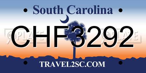 CHF3292 South Carolina License Plate