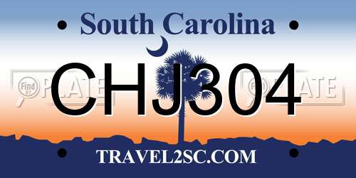 CHJ304 South Carolina License Plate