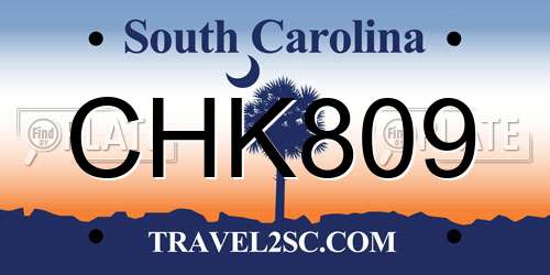 CHK809 South Carolina License Plate