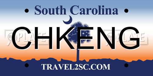 CHKENG South Carolina License Plate