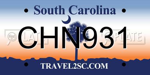 CHN931 South Carolina License Plate