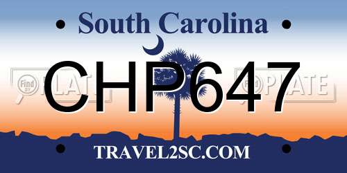 CHP647 South Carolina License Plate