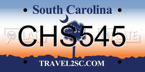 CHS545 South Carolina License Plate