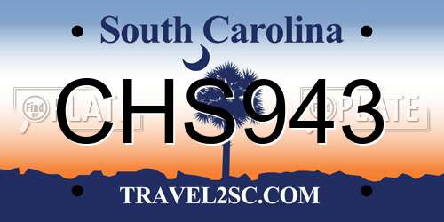 CHS943 South Carolina License Plate
