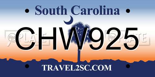 CHW925 South Carolina License Plate