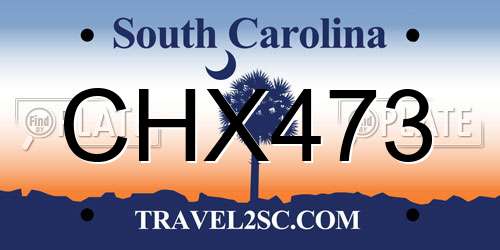 CHX473 South Carolina License Plate