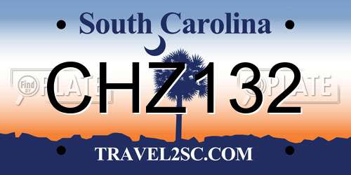 CHZ132 South Carolina License Plate