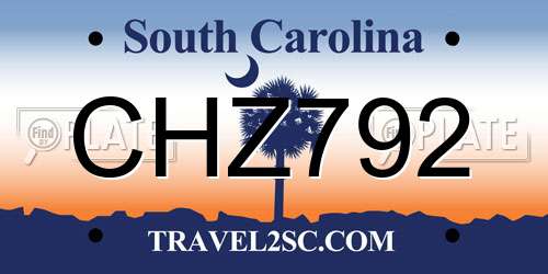 CHZ792 South Carolina License Plate