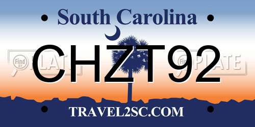 CHZT92 South Carolina License Plate
