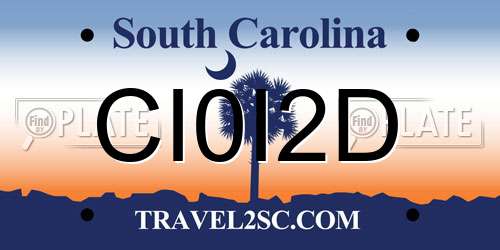CI0I2D South Carolina License Plate