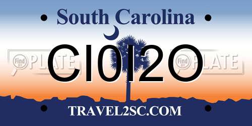 CI0I2O South Carolina License Plate