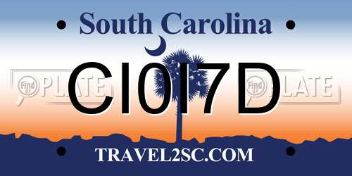 CI0I7D South Carolina License Plate