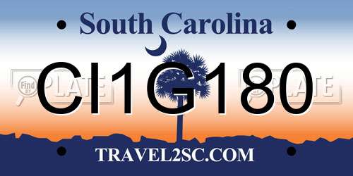 CI1G180 South Carolina License Plate