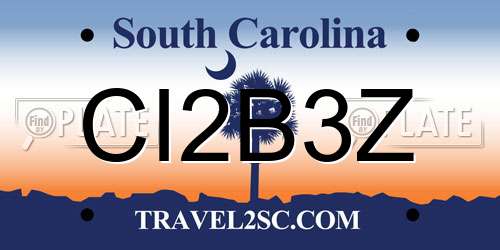 CI2B3Z South Carolina License Plate