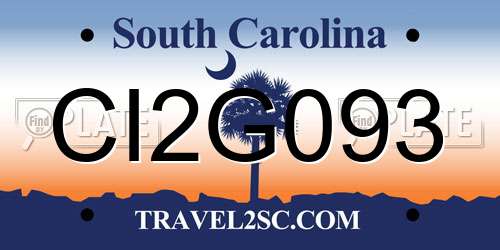 CI2G093 South Carolina License Plate