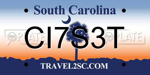 CI7S3T South Carolina License Plate