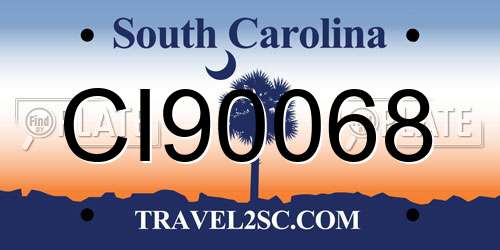 CI90068 South Carolina License Plate