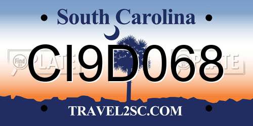 CI9D068 South Carolina License Plate