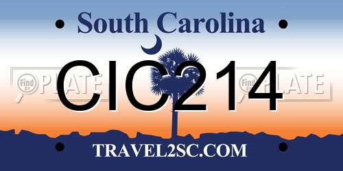 CIC214 South Carolina License Plate