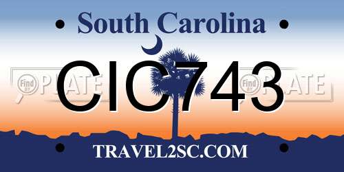 CIC743 South Carolina License Plate