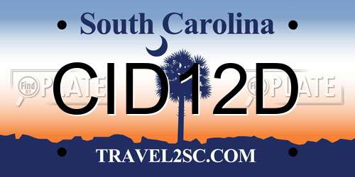 CID12D South Carolina License Plate