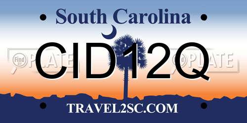 CID12Q South Carolina License Plate