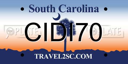 CIDI70 South Carolina License Plate