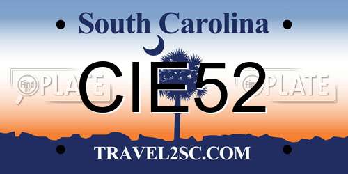 CIE52 South Carolina License Plate