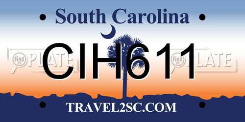 CIH611 South Carolina License Plate
