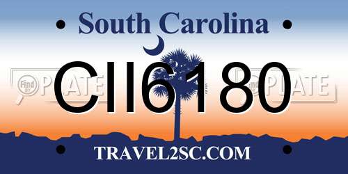 CII6180 South Carolina License Plate