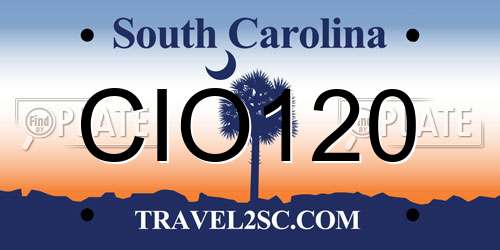 CIO120 South Carolina License Plate